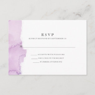 Minimalist Modern Purple Watercolor Splash RSVP Card