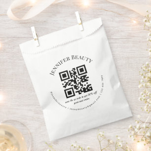 minimalist modern qr code  beauty salon chic favour bags