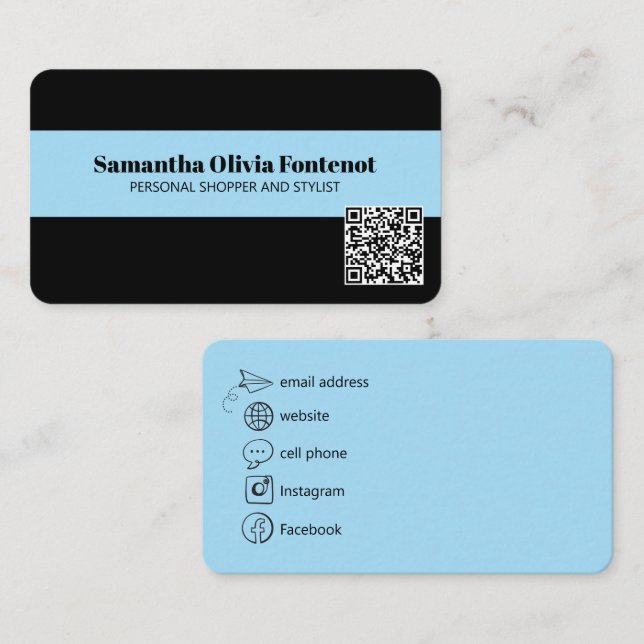 Minimalist Modern QR code Business Card  (Front/Back)