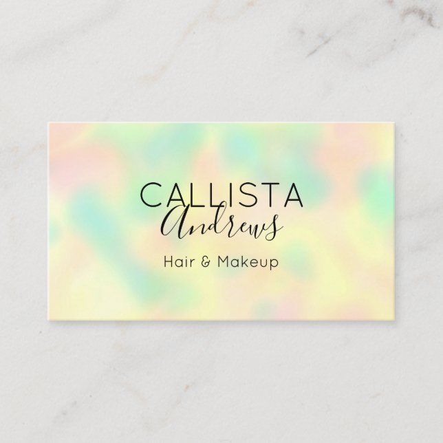 Minimalist Modern Rainbow Holograph Salon Business Business Card (Front)