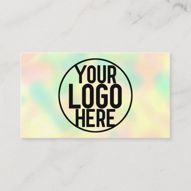 Minimalist Modern Rainbow Holograph Salon Logo Business Card (Front)