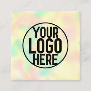 Minimalist Modern Rainbow Holograph Salon Logo Square Business Card