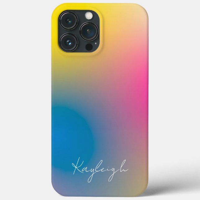 Minimalist Modern Rainbow Ombre w/ Custom Name Case-Mate iPhone Case (Back)