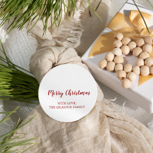 Minimalist Modern Red Merry Christmas Gift Classic Round Sticker