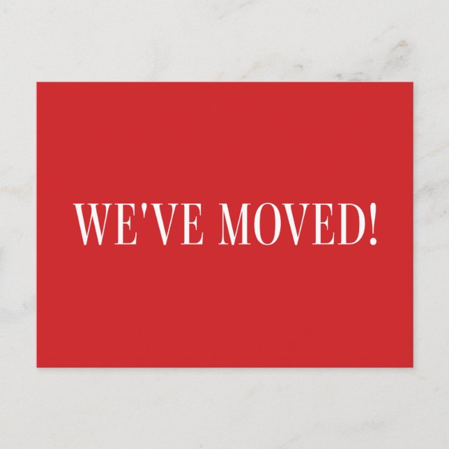 Minimalist Modern Red Moving Announcement   Postcard (Front)