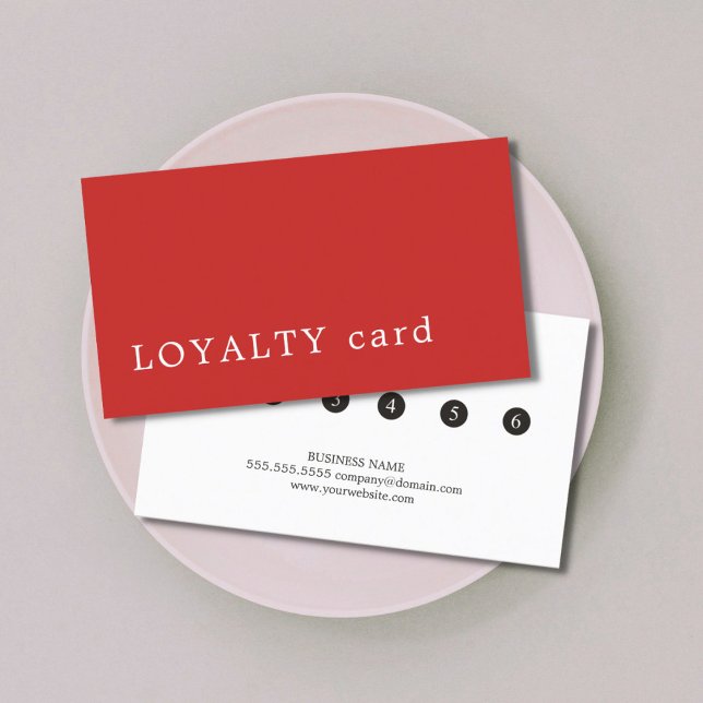 Minimalist Modern Red White Beauty Loyalty Card (Creator Uploaded)