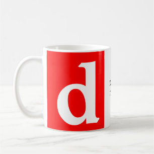 Minimalist modern red white monogram your name coffee mug