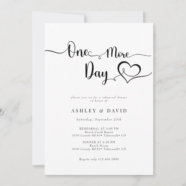 Minimalist Modern Rehearsal Dinner Invitation (Front)