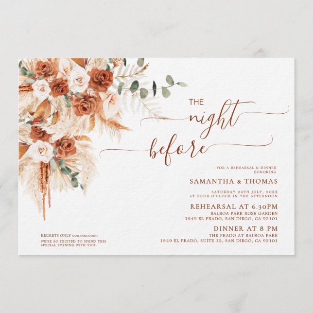Minimalist Modern Rehearsal Dinner Night Before Invitation (Front)