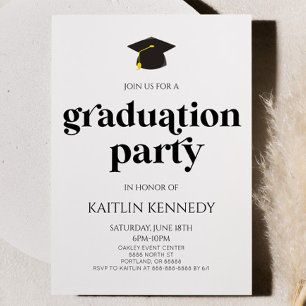 Minimalist Modern Retro Graduation Party Invitation