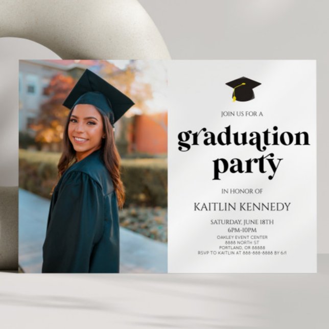 Minimalist Modern Retro Picture Graduation Party Invitation (Creator Uploaded)