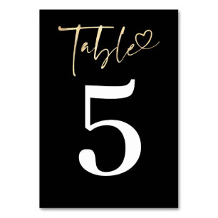 Minimalist Modern Romantic Black  Table Number
