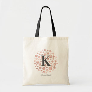 Minimalist Modern Rose Gold Monogram Tote Bag
