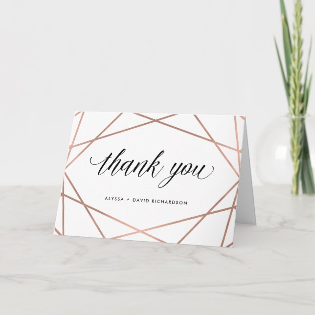 Minimalist Modern Rose Gold on White | Thank You Card (Front)