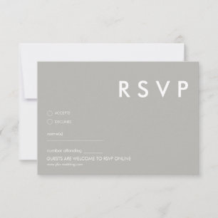 Minimalist Modern RSVP Card Grey Wedding