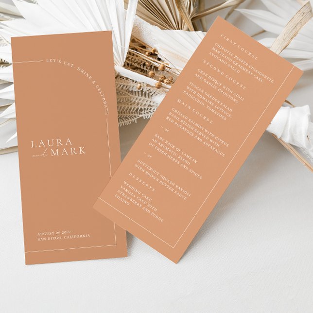 Minimalist Modern Rust Boho Arch Wedding Menu (Creator Uploaded)