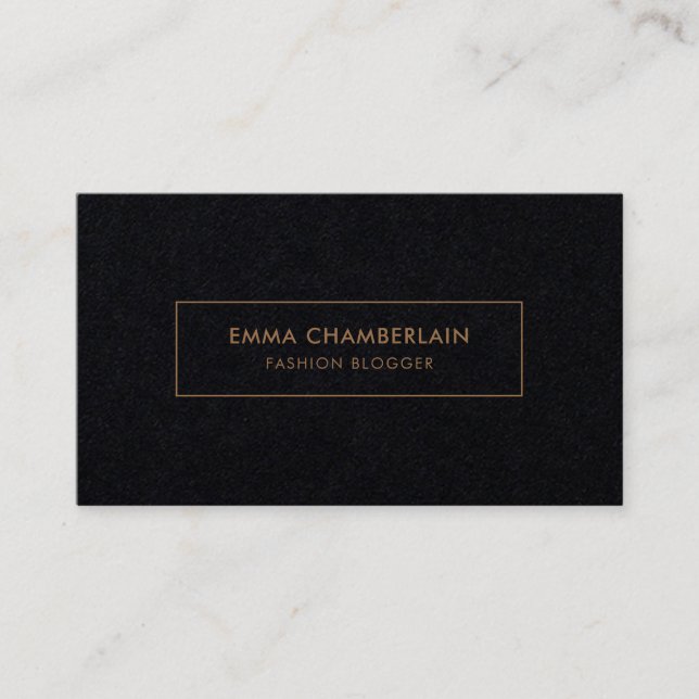 Minimalist Modern Rustic Black Paper Business Card (Front)