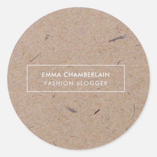 Minimalist Modern Rustic Kraft Paper Classic Round Sticker (Front)