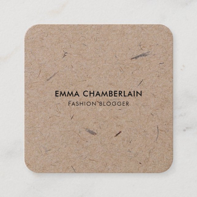 Minimalist Modern Rustic Kraft Paper Eco  Square Business Card (Front)