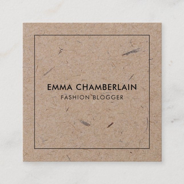 Minimalist Modern Rustic Kraft Paper Square Business Card (Front)