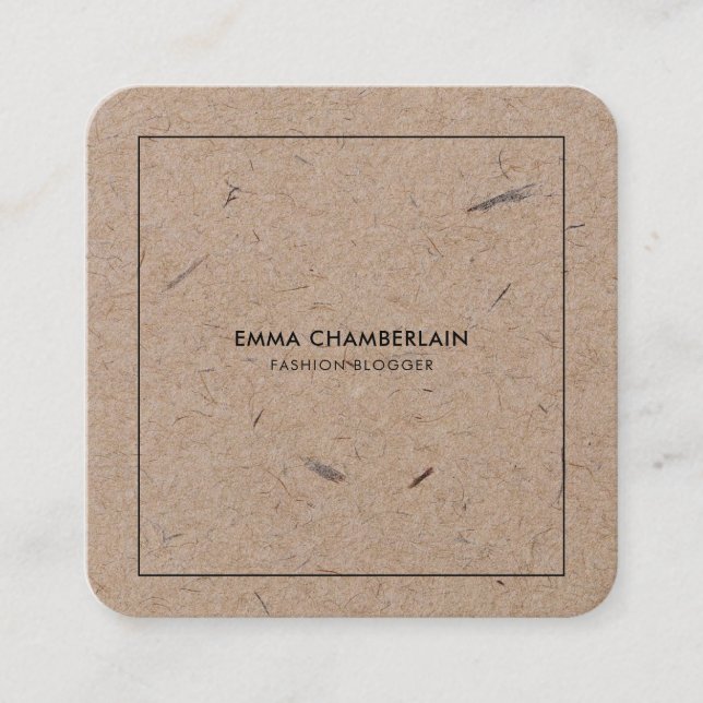 Minimalist Modern Rustic Kraft Paper Square Square Business Card (Front)