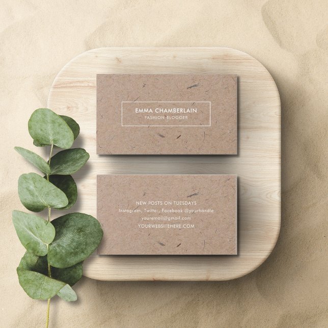 Minimalist Modern Rustic Kraft Recycled Cardboard Business Card (minimalist modern rustic Kraft paper recycled business card for small business and e-commerce)