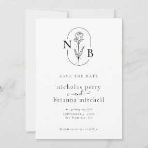 Minimalist Modern Rustic Wedding Monogram Save The Date