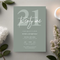 Minimalist Modern sage 21st Birthday Party