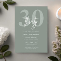 Minimalist Modern Sage 30th Birthday Party
