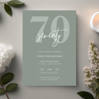 Minimalist Modern Sage 70th Birthday Party Invitation