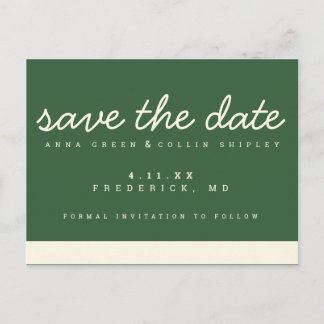 Minimalist Modern Sage & Cream Save the Date Postcard