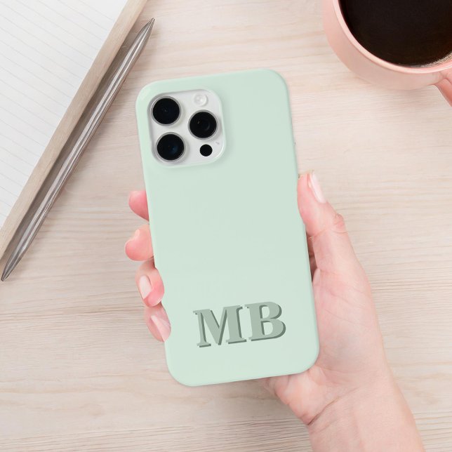 Minimalist Modern Sage Green Initial Monogram Case-Mate iPhone Case (Creator Uploaded)
