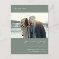 Minimalist Modern Sage Green Photo Save The Date