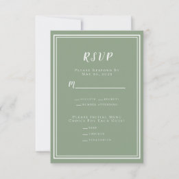 Minimalist Modern Sage Green Wedding Classic       RSVP Card