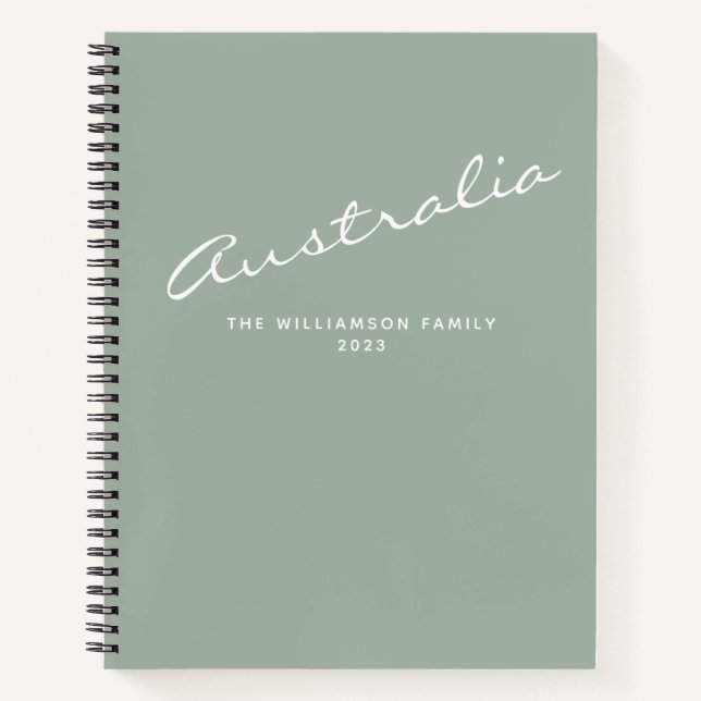 Minimalist Modern Sage Personalised Travel Journal (Front)