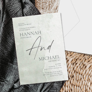 Minimalist Modern Sage Watercolor Invitation