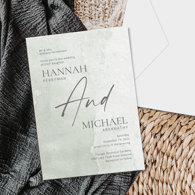 Minimalist Modern Sage Watercolor Invitation (Creator Uploaded)
