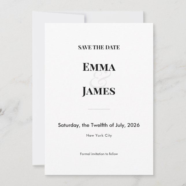 Minimalist Modern Save the Date Card | QR Code (Front)