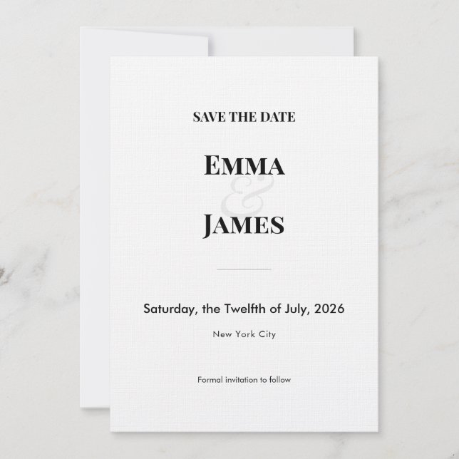 Minimalist Modern Save the Date Card | QR Code (Front)