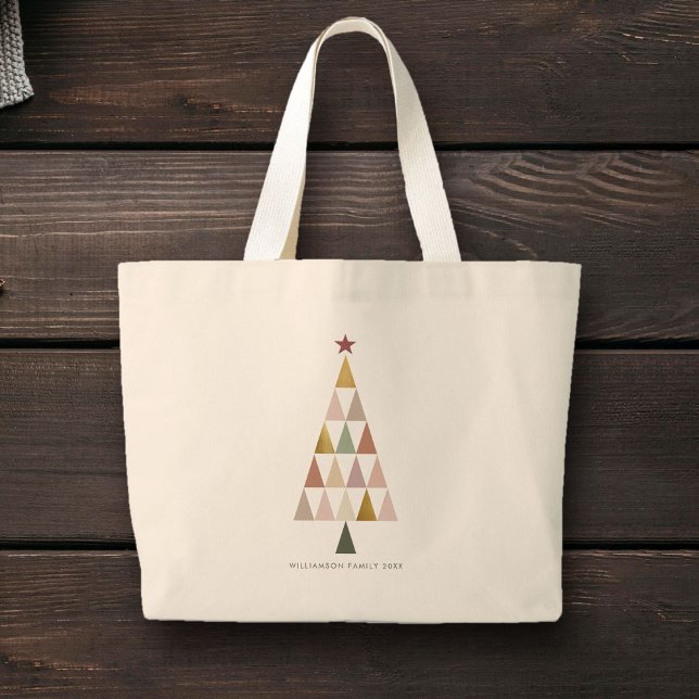 Minimalist Modern Scandi Simple Christmas Tree Large Tote Bag (Creator Uploaded)