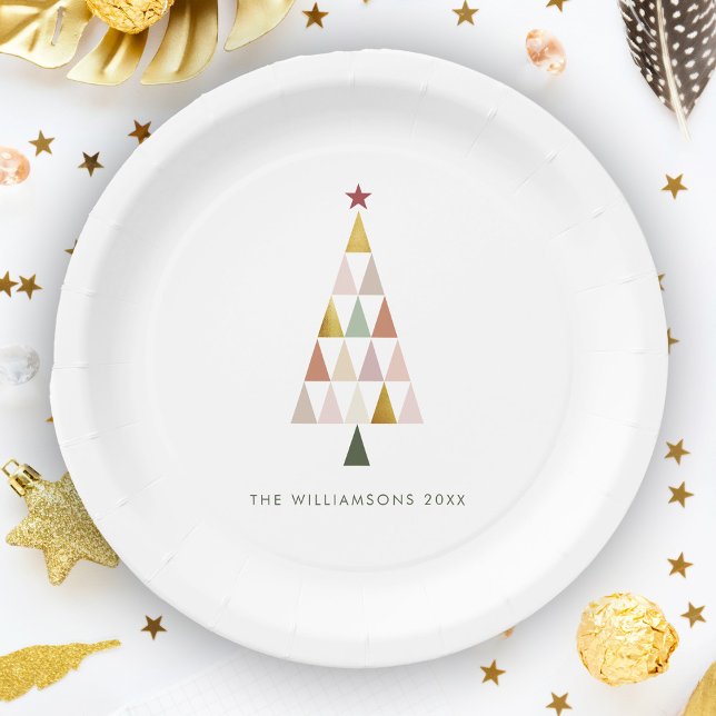 Minimalist Modern Scandi Simple Christmas Tree Paper Plate (Creator Uploaded)