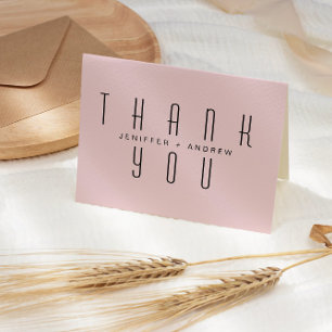 Minimalist Modern Script Blush Thank You Photo Card