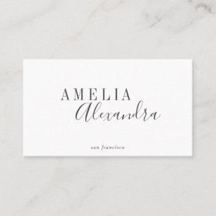 Minimalist Modern Script Boho Chic Black White Business Card