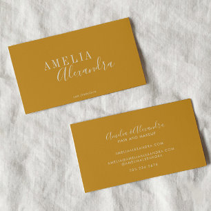 Minimalist Modern Script Boho Chic Mustard Yellow Business Card