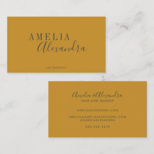 Minimalist Modern Script Boho Custom Yellow Grey Business Card