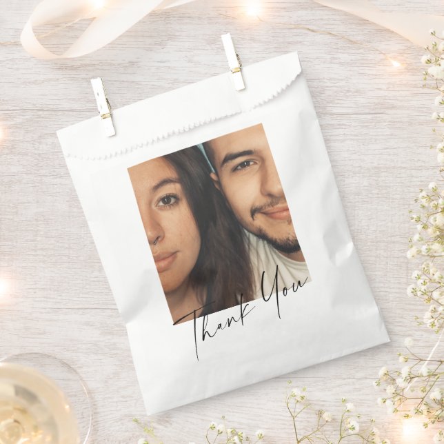 Minimalist Modern Script Custom Photo Thank You  Favour Bags (Clipped)
