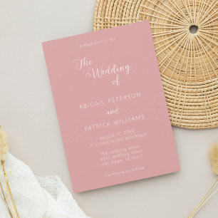 Minimalist Modern Script Dusty Rose Wedding Invitation
