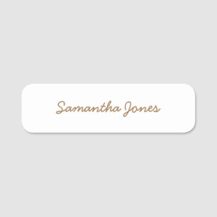 Minimalist Modern Script Gold Simple Wedding Name Tag