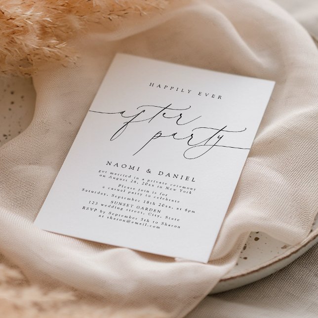 Minimalist Modern Script Happily Ever After Party Invitation (Minimalist Modern Script Happily Ever After Party Invitation)