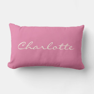 Minimalist Modern Script in Pink Personalised    Lumbar Cushion